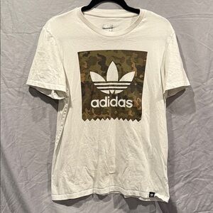 Adidas Men's White Tee with Camouflage Logo